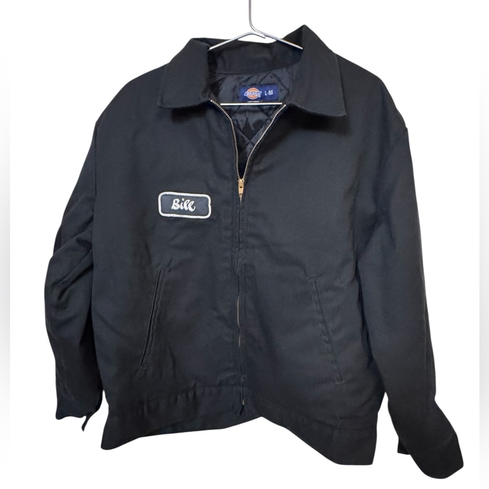 Dickies Vintage Quilted Black Canvas Mechanic Biker Jacket “Bill” Eagle Men’s L